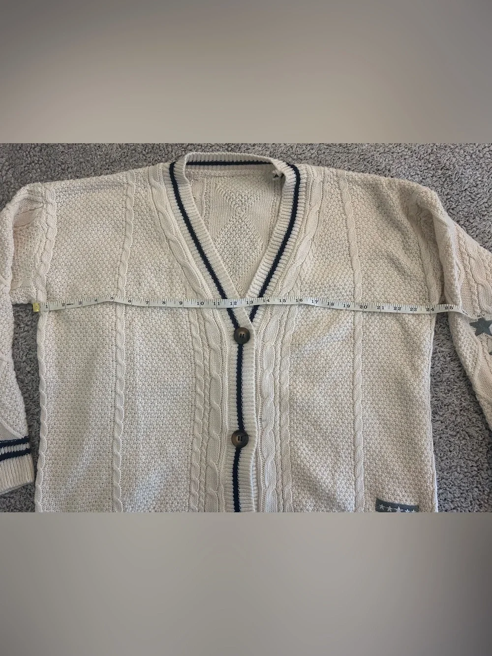 NWOT Taylor Swift Folklore Inspired Cream Cable Knit Star Cardigan Sweater S/M